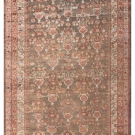 Malayer Persian Antique Allover Floral Classic Taupe Hand-Knotted Wool Rug – Circa 1930 BB8133