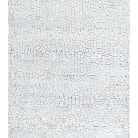 “Fissura” Modern Abstract Crackled Ground Light Gray Handmade Wool & Silk Runner N12546