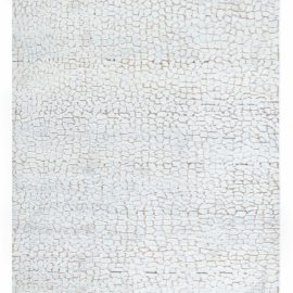 Contemporary Abstract Crackle Light Beige Handmade Wool & Silk Runner “Craquel” N12547