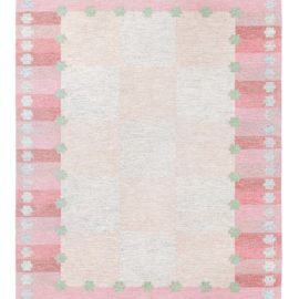 Vintage Swedish Geometric Light Gray Flatweave Wool Rug By Agda ÖSterberg BB8132