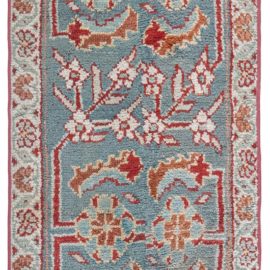 Oushak Turkish Antique Floral Allover Ivory Hand-Knotted Wool Runner – Circa 1930 (Fragment) BB8164