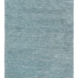 Modern Hand-Knotted Solid Light Blue Handmade Wool Runner “Marea” N12555