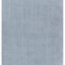 “Moonglade” Modern Hand-Knotted Solid Steel Blue Handmade Silk Rug N12560