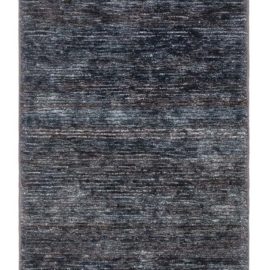 Contemporary Solid Slate Gray Hand-Knotted Hemp Runner “Noctilux” N12554