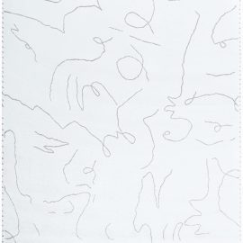 Modern Abstract Light Gray Handmade Wool & Silk Rug “Cocteau” N12556