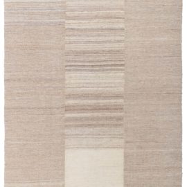 Vintage Geometric Light Beige Hand-Knotted Wool Rug Persian BB8147