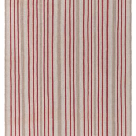 Vintage Striped Light Beige Hand-Knotted Wool Runner Persian BB8142