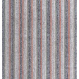 Vintage Striped Pale Sand Hand-Knotted Wool Carpet Persian BB8141