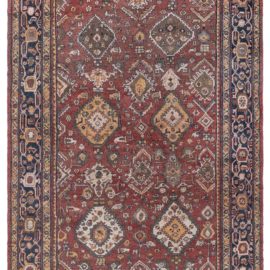 Antique Sultanabad Persian Allover Geometric Ivory Hand-Knotted Wool Carpet – Circa 1930 BB8176