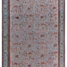 Antique Sultanabad Persian Floral Allover Light Blue Hand-Knotted Wool Rug – Circa 1920 BB8168