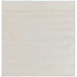 Vintage Moroccan Abstract Ivory Hand-Knotted Wool Carpet Tulu BB8177