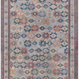 Oversized Antique Malayer Persian Allover Geometric Light Blue Hand-Knotted Wool Carpet – Circa 1900 BB8179