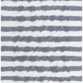 “Monolith” Modern Hand-Knotted Striped Off White And Charcoal Handmade Goat Hair Runner N12570