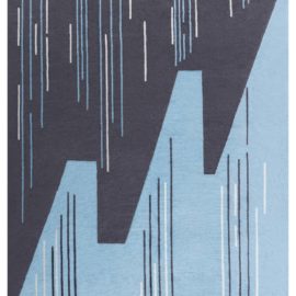 Contemporary Art Deco Geometric Slate Gray And Light Blue Hand-Knotted Wool Rug “Riven” N12575