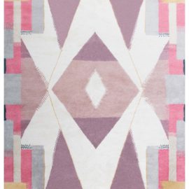 Art Nouveau Contemporary Geometric Slate Gray Handmade Wool Carpet “Morganite” N12578