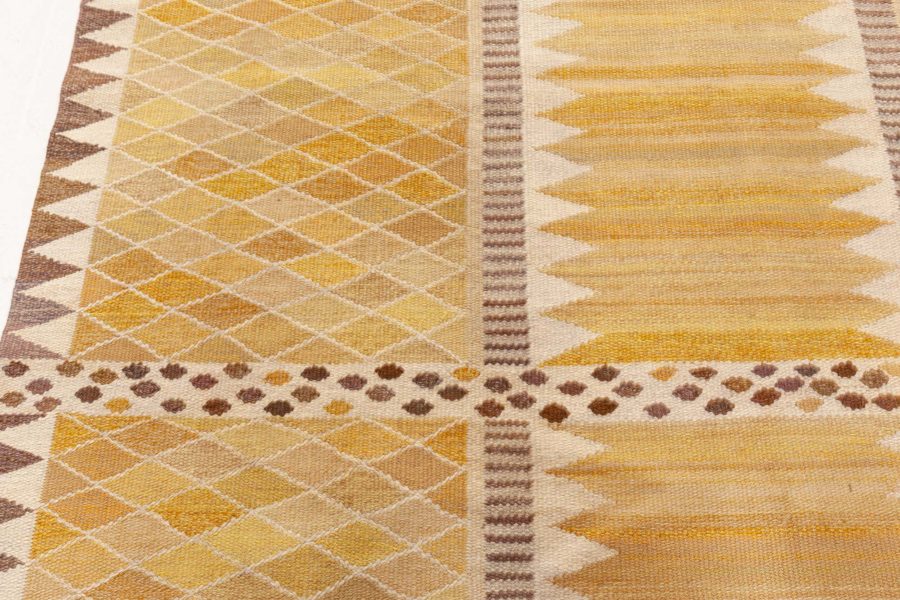 Vintage Swedish Flat Weave Rug by Marianne Richter (Josefina Gul) Ab Mmf Mr BB8189