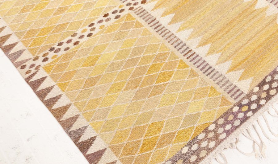 Vintage Swedish Flat Weave Rug by Marianne Richter (Josefina Gul) Ab Mmf Mr BB8189