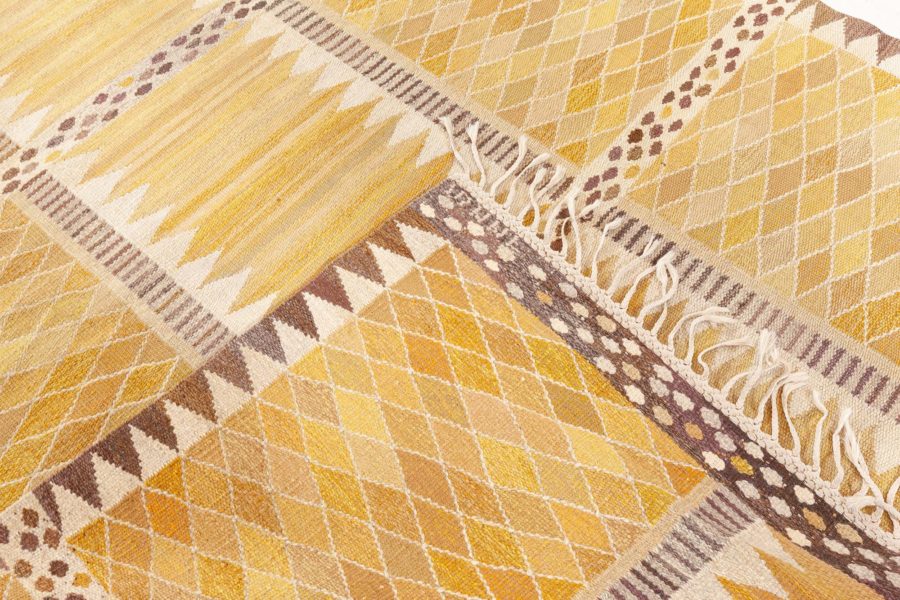 Vintage Swedish Flat Weave Rug by Marianne Richter (Josefina Gul) Ab Mmf Mr BB8189