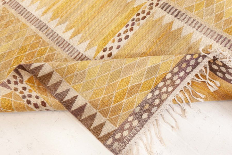 Vintage Swedish Flat Weave Rug by Marianne Richter (Josefina Gul) Ab Mmf Mr BB8189