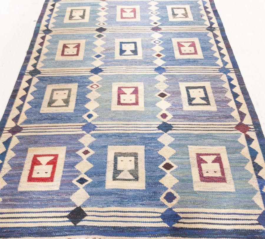 Vintage Swedish Flat Weave Rug “The Girls in the Window” Designed by Edna Martin BB8190