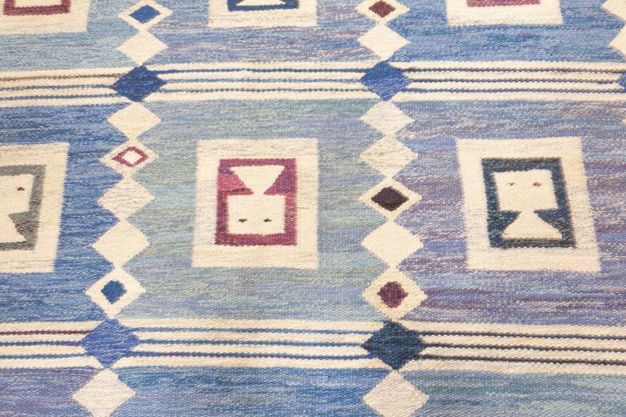 Vintage Swedish Flat Weave Rug “The Girls in the Window” Designed by Edna Martin BB8190