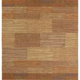 Vintage Scandinavian Geometric Warm Tan Flatweave Wool Carpet by Marianne Richter AB MMF BB8205