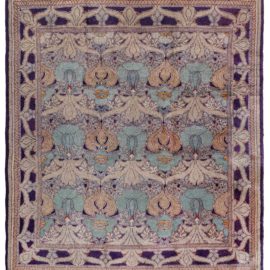 Irish Arts & Crafts Vintage Floral Light Beige Hand-Knotted Wool Carpet Donnemara By C.F.A. Voysey BB8202