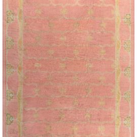 Irish Arts & Crafts Vintage Dusty Pink Hand-Knotted Wool Rug By Gavin Morton BB8186