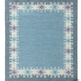 Contemporary Flatweave Geometric Ivory Handmade Wool Carpet “Cumulus” N12590