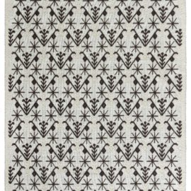“Sardinian” Modern Flatweave Floral Ivory With Charcoal Handmade Cotton Rug N12594
