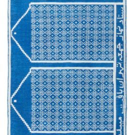 Vintage Indian Dhurrie Geometric White Hand-Knotted Wool Runner Double-Sided BB8200