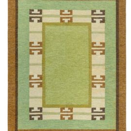 Scandinavian Vintage Geometric Ivory Flatweave Wool Rug By Ingegerd Silow BB8208