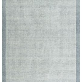 Scandinavian Vintage Striped Light Gray With Steel Blue Flatweave Wool Carpet BB8193