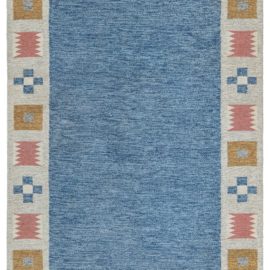 Vintage Scandinavian Geometric Warm Tan Flatweave Wool Rug By Birgitta SöDerkvist Signed Bs BB8209