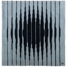 Vintage Geometric Slate Gray With Charcoal Hand-Knotted Wool Rug Vasarely Rug By Victor Vasarely Capella-4 BB8196