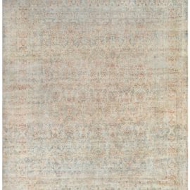 Oversized Antique Kirman Persian Allover Floral Pale Sand Hand-Knotted Wool Carpet – Circa 1920 BB8216