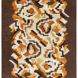 Mid-Century Scandinavian Abstract Light Beige Flatweave Wool Rug – “Korall” By Erik Lundberg (Vävaregården Eringsboda) BB8214