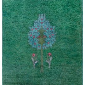 Vintage Irish Arts & Crafts Floral Emerald Hand-Knotted Wool Rug By C.F.A. Voysey (Fragment) BB8253