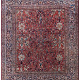 Antique Sultanabad Persian Allover Floral Ivory Hand-Knotted Wool Rug – Circa 1930 BB8231