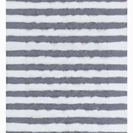 “Silverline” Modern Striped Off White And Charcoal Hand-Knotted Goat Hair Runner N12622