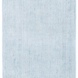 Hand-Knotted Contemporary Solid Light Blue Handmade Wool Carpet “Nephele” N12620