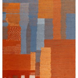 Modern Abstract Geometric Light Gray Handmade Wool Rug “Argilla” N12606