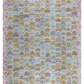 Geometric Modern Oversized Scallop Soft Beige Handmade Wool Rug “Scallure” N12617