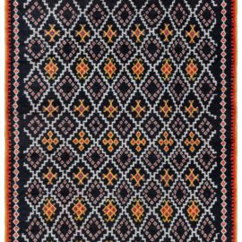 Moroccan Vintage Geometric Ivory Hand-Knotted Wool Rug BB8237