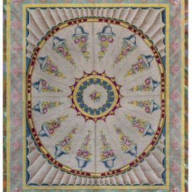 Spanish Vintage Floral Soft Beige Hand-Knotted Wool Carpet BB8246