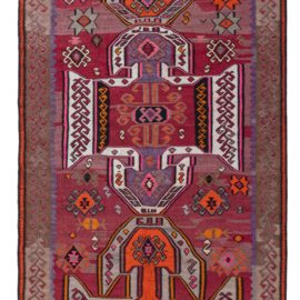 Vintage Turkish Tribal Warm Tan Hand-Knotted Wool Runner BB8236