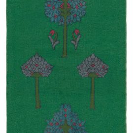 Vintage Irish Arts & Crafts Floral Slate Gray Hand-Knotted Wool Runner By C.F.A. Voysey BB8270