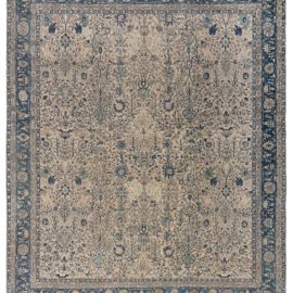 Antique Indian Allover Floral Light Beige Hand-Knotted Wool Carpet – Circa 1920 BB8267