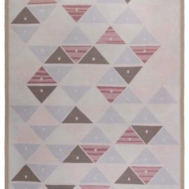 Modern Flatweave Geometric Light Beige Hand-Knotted Wool Oversized Rug “Semaphore” N12623