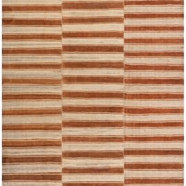 Vintage Turkish Striped Light Beige And Warm Tan Hand-Knotted Wool Rug BB8269